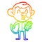 A creative rainbow gradient line drawing crazy cartoon monkey manager