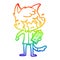 A creative rainbow gradient line drawing crying business fox cartoon
