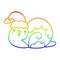 A creative rainbow gradient line drawing cute cartoon christmas snail