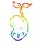 A creative rainbow gradient line drawing cute cartoon seed sprouting