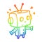 A creative rainbow gradient line drawing cute surprised robot