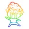 A creative rainbow gradient line drawing dancing crying man