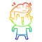 A creative rainbow gradient line drawing excited man cartoon