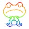 A creative rainbow gradient line drawing frog waiting patiently