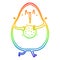 A creative rainbow gradient line drawing happy cartoon avocado laughing