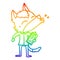 A creative rainbow gradient line drawing howling office wolf cartoon