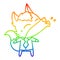 A creative rainbow gradient line drawing howling wolf boss cartoon