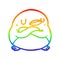 A creative rainbow gradient line drawing penguin with crossed arms