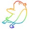 A creative rainbow gradient line drawing penguin jumping
