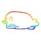 A creative rainbow gradient line drawing penguin lying on belly
