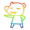 A creative rainbow gradient line drawing pointing bear cartoon