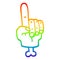 A creative rainbow gradient line drawing pointing hand symbol