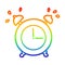 A creative rainbow gradient line drawing ringing alarm clock