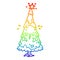 A creative rainbow gradient line drawing snowy christmas tree with happy face