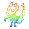 A creative rainbow gradient line drawing spooky skeleton demon