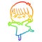 A creative rainbow gradient line drawing stressed out cartoon girl