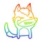 A creative rainbow gradient line drawing tired wolf cartoon