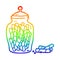 A creative rainbow gradient line drawing traditional candy sticks in jar