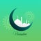 Creative ramadan kareem moon and mosque design