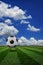 Creative real photo of soccer football grass field