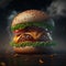 Creative realistic burger photo, dynamic look