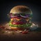 Creative realistic burger photo, dynamic look