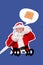 Creative retro 3d magazine image of unsure xmas grandfather answer phone forget prepare presents isolated painting