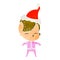 A creative retro cartoon of a girl wearing futuristic clothes wearing santa hat