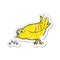 A creative retro distressed sticker of a cartoon bird pecking seeds