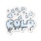 A creative retro distressed sticker of a cartoon cold text symbol