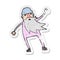 A creative retro distressed sticker of a cartoon old man in thermal underwear