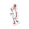 A creative retro distressed sticker of a cartoon skinny santa