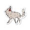 A creative retro distressed sticker of a cartoon snapping wolf