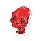 A creative retro distressed sticker of a cartoon spooky vampire skull