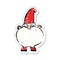 A creative retro distressed sticker of a cartoon tiny santa