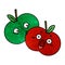 A creative retro grunge texture cartoon pair of apples