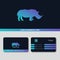 Creative rhino logo business card design concept vector template