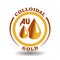 Creative round vector icon of Colloidal Gold ingredient with yellow drops circle sign for labeling cosmetics contain Golden liquid