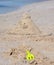 Creative Sand Castle on white sand beach in Busselton