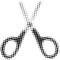 Creative scissors black halftone dots circles illustration.