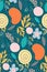 Creative seamless abstract pattern in doodle hand-drawn style. Various geometric shapes, textures in bright trendy colors