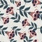 Creative seamless pattern with cartoon simple beige folk flowers ornament. Light blue background