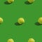 Creative seamless pattern with green tennis ball on green background. Sweet tennis abstract background