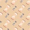 Creative seamless pattern with grey and beige colored hourglass ornament. Orange light background