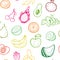 Creative seamless pattern with hand drawn fruits.