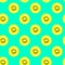 Creative seamless pattern of neon yellow kiwi slice with seeds on cyan turquoise color background in pop-art style