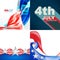 Creative set of american flag design of 4th july independence da