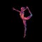 Creative silhouette of gymnastic girl. Art gymnastics