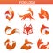 Creative simple fox Animal logo collection