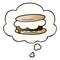 A creative smore cartoon and thought bubble in smooth gradient style